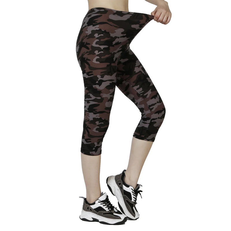 Fashionable leisure vacation camouflage tight pants, fitness women's printed summer soft cropped leggings 2