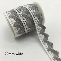 2 Yards/lot Apparel Sewing Fabric Ivory Cream Black Trim Cotton Crocheted Lace Fabric Ribbon Handmade Accessories 5