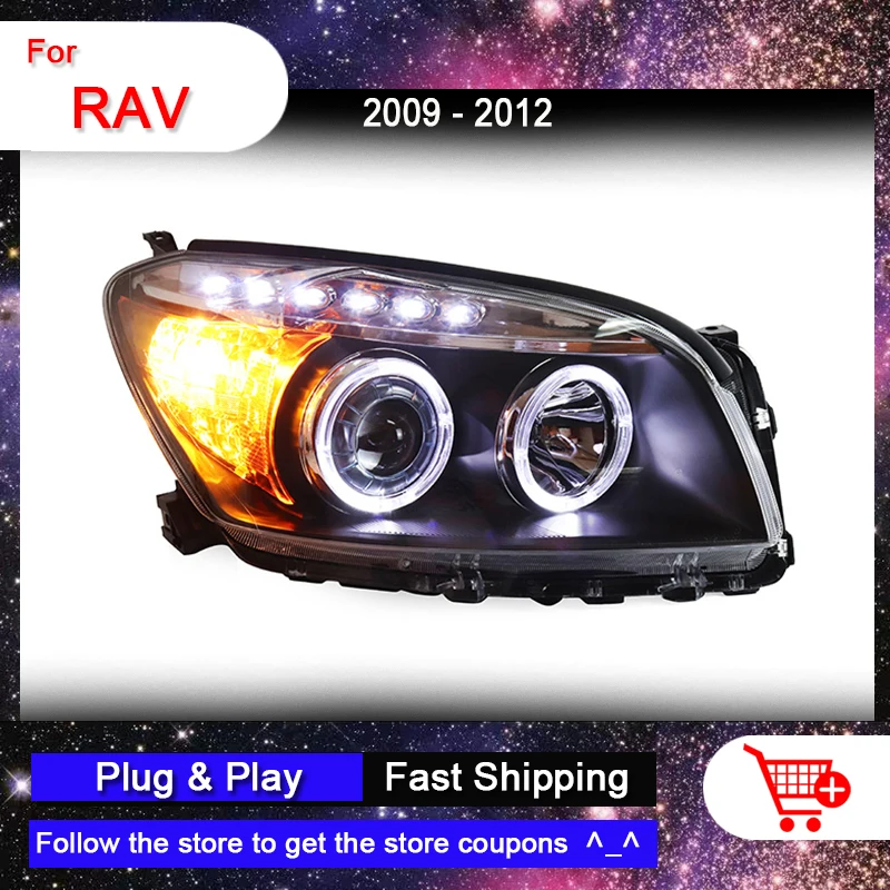 

Headlights for TOYOTA RAV4 2009-2012 RAV 4 Angel Eye Head Lights All LED DRL Turn Signal Lamp Bi-xenon Lens Auto Assembly