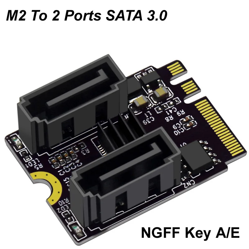 M2 to ngff 2 ports sata 3 0 expansion riser card key a e wifi m 2 to