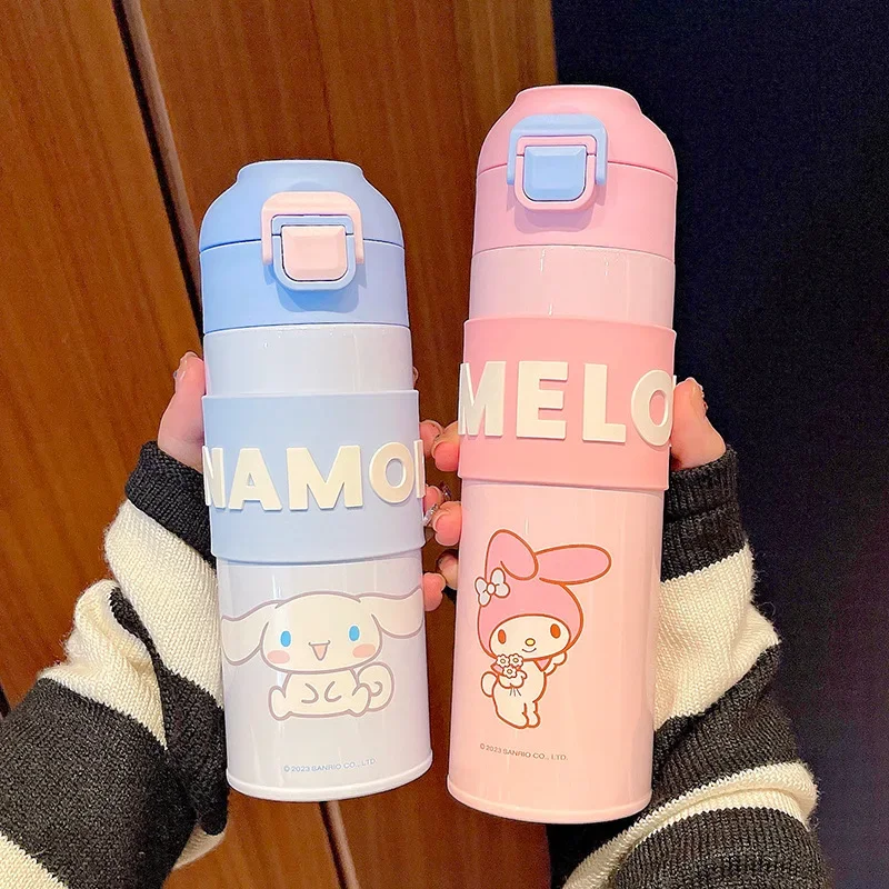 

400/500ml Thermos Bottle Sanrio Anime Cinnamoroll Kuromi My Melody Cold Hot Bottle Thermos Water Tea Coffee Vacuum Flasks Gift