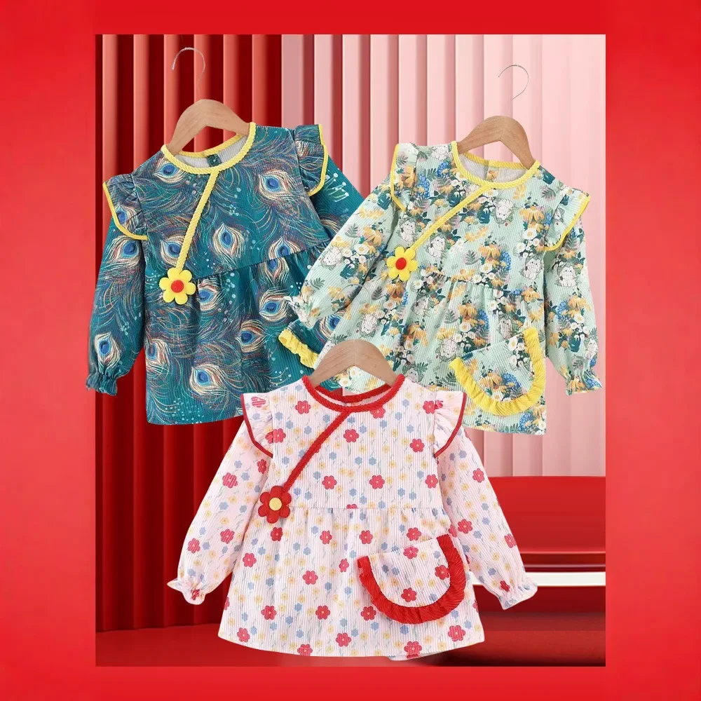 New Year New Look Children's Apron Baby Outwear Waterproof Dirty Proof Velboa Long Sleeve Protective Clothing Feeding Apron