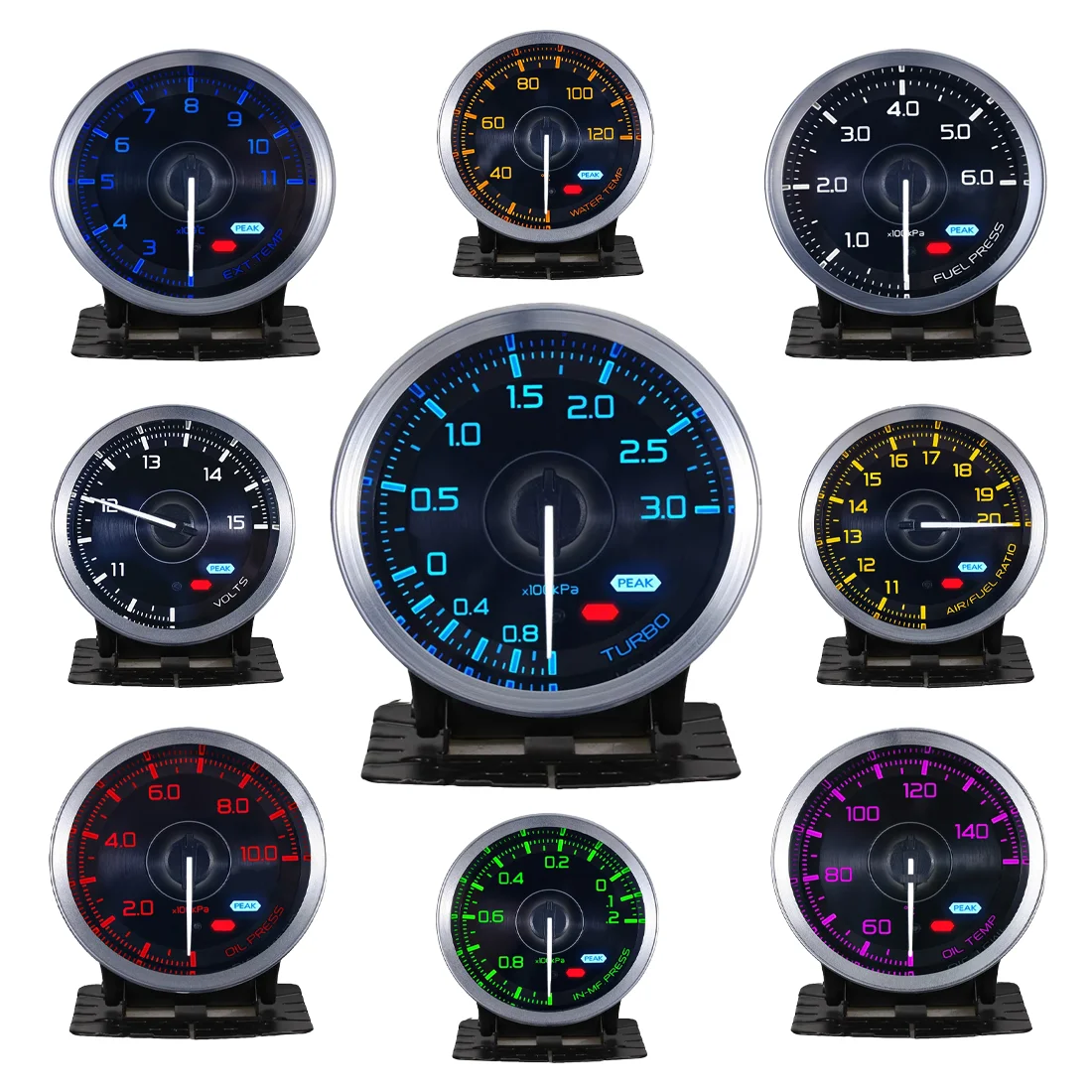 60mm 7-Color Auto Gauge Oil/Boost/Temp/EGT/Tachometer 1