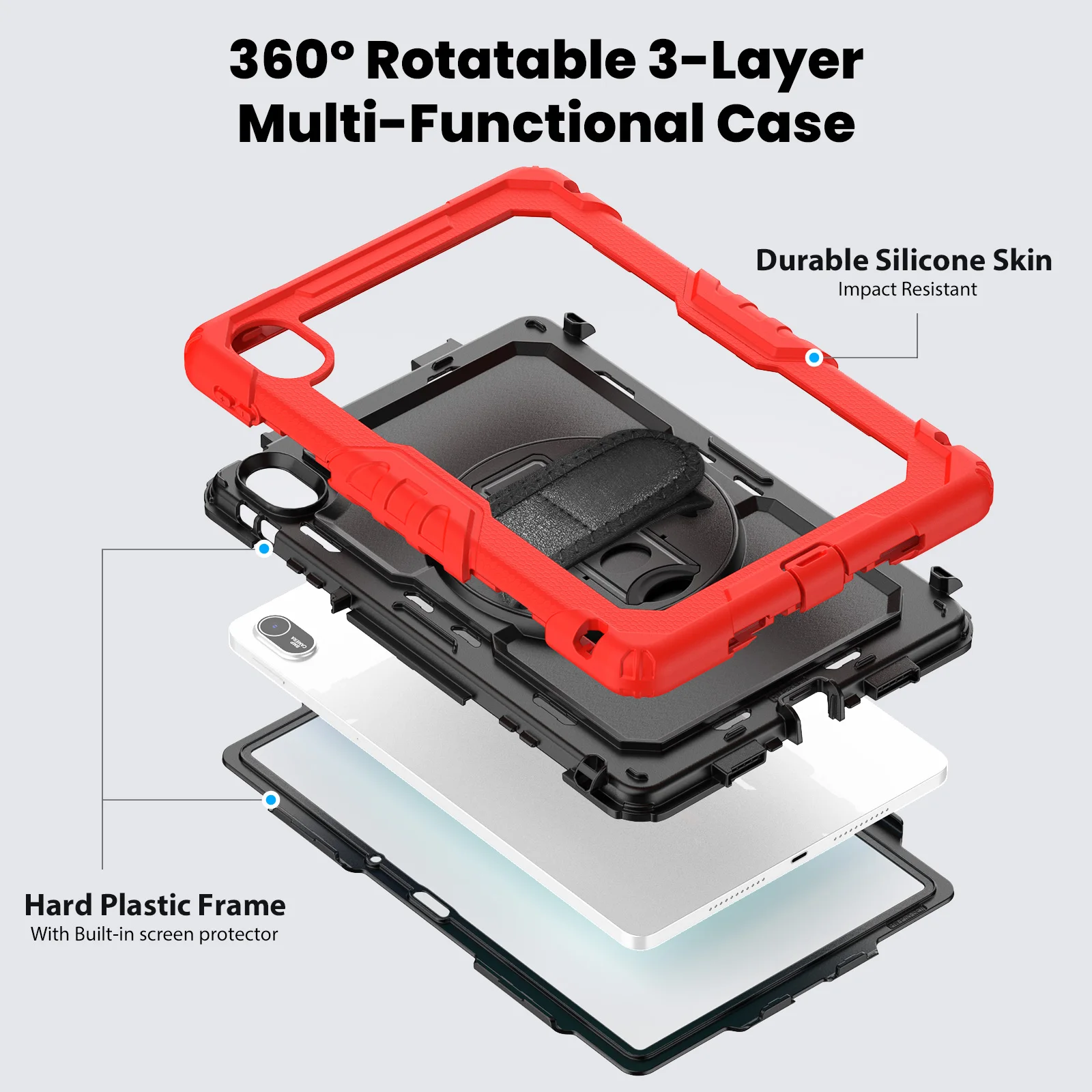 Versatile 11-Inch Tablet Case with Adjustable Stand and Shoulder Strap