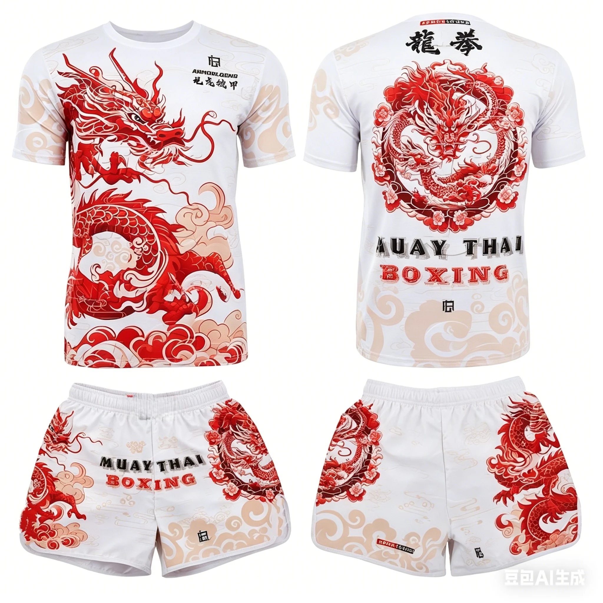 2026 Summer Men's MMA Training Suit Quick Dry Combat Sportswear Set Bold Pink & Black Graphic Shorts & T-Shirt Outfit for Kids