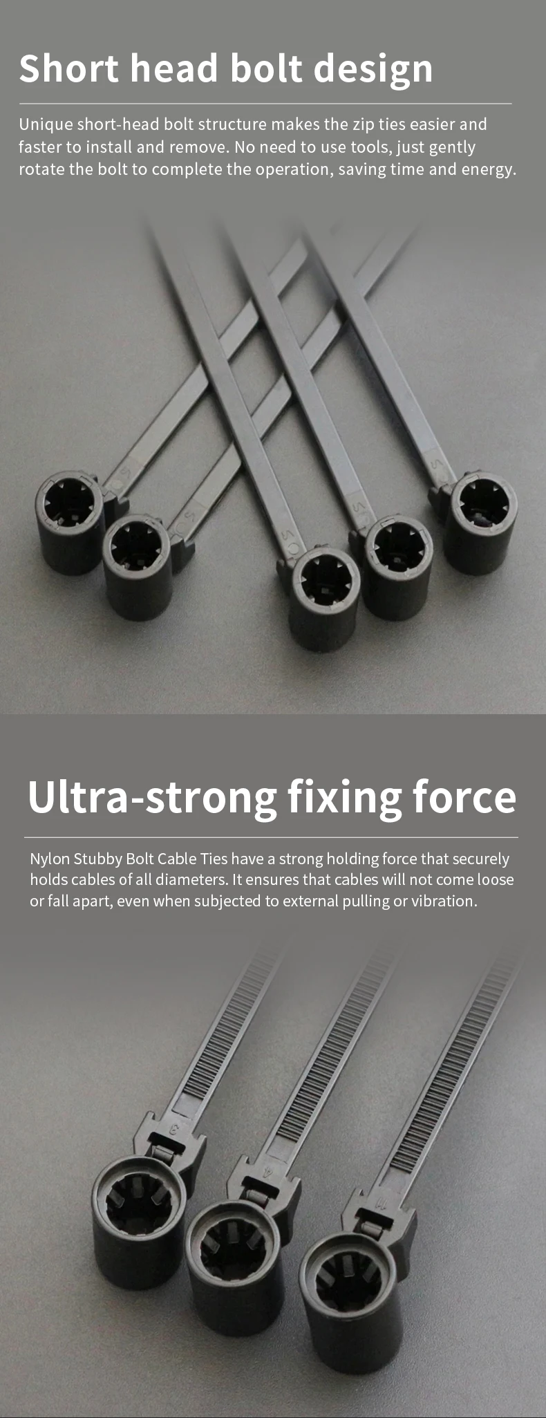 Description Picture 4 of item5*150 Width 4.6 Car Motocycle Engine Nylon66 Stub Blot Cable M5 M6 Ties Strap Push Mount Wire Retainer Clip Clamp Organizer