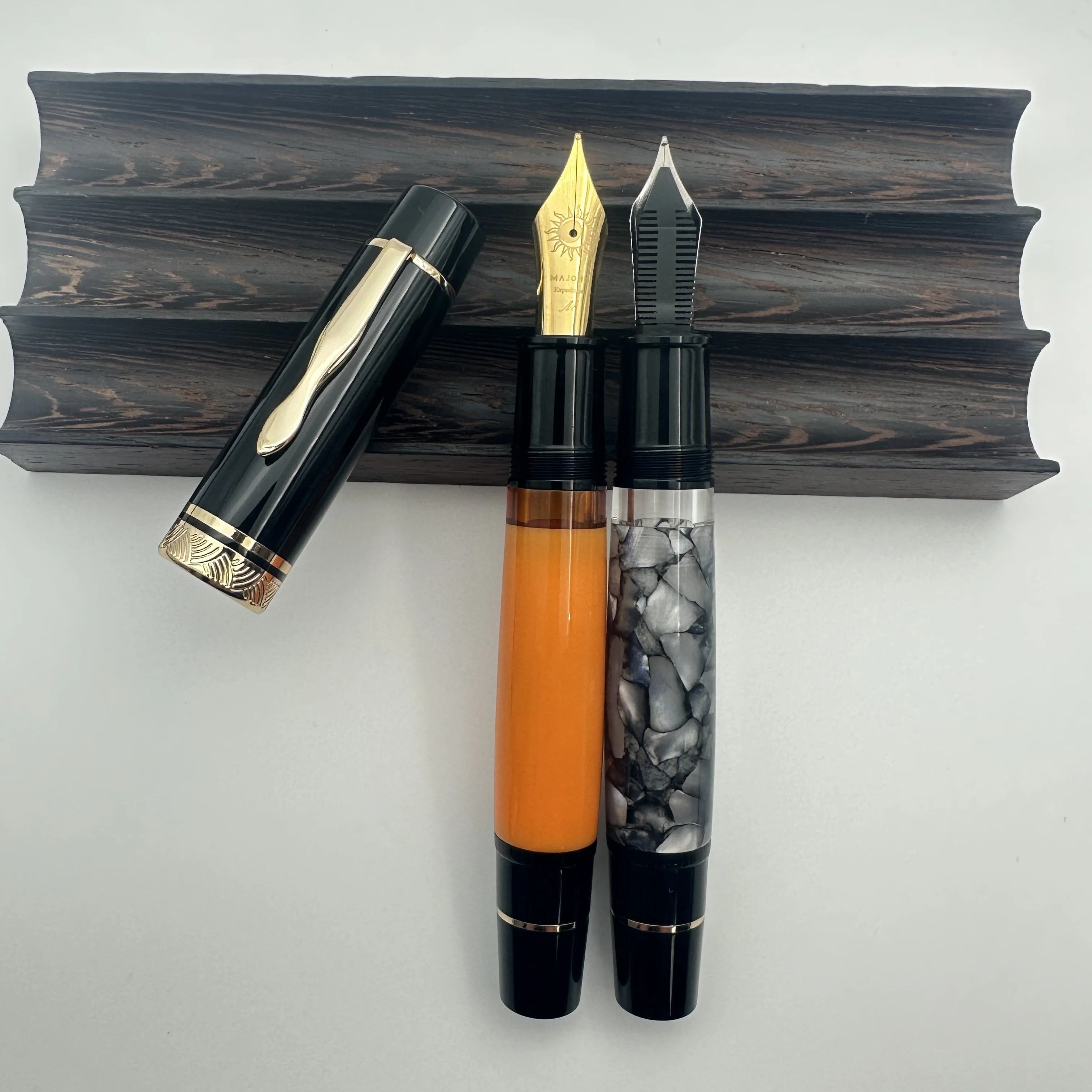 Majohn P139 BOCK NO.8 Nib Lovely Black Rock Piston Fountain Pen 8