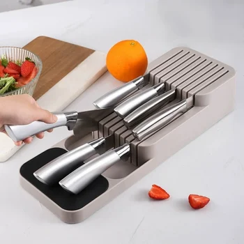 Kitchen Drain Tool Storage Rack Partition Plastic Box Cutlery Storage Tray Block Rack Knife Block Set home Kitchen Accessories 1