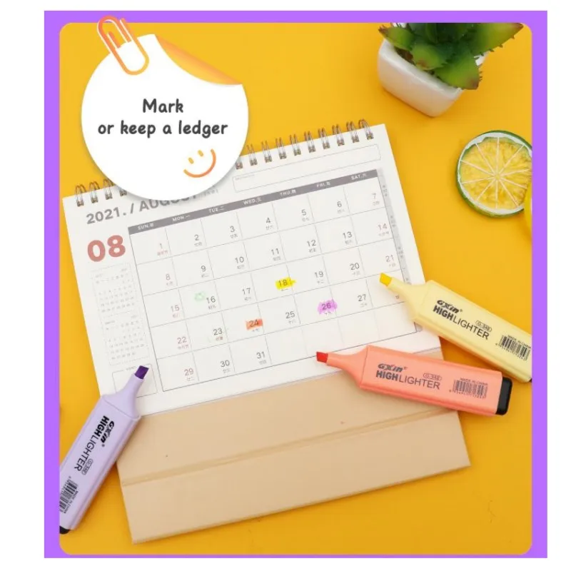 6 PCS Highlighter Markers Fluorescent Macaroon Colors Student Stationery Office School Art Use