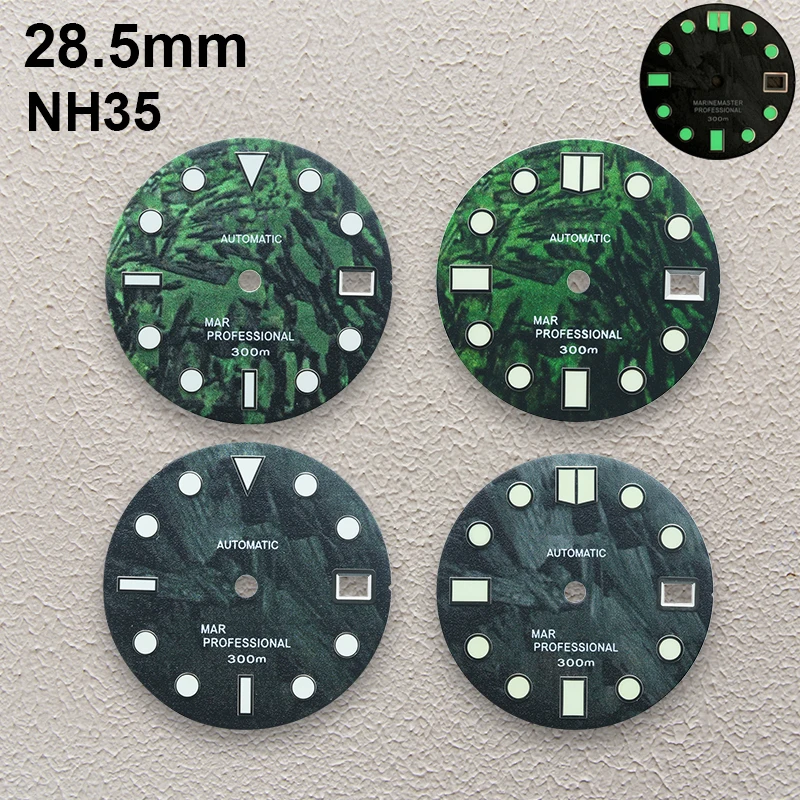 

28.5mm S Logo Forest SKX007/SUB Modified Watch Dial For NH35/NH36 Movement Strong Green Luminous Customizable Watches Accessorie