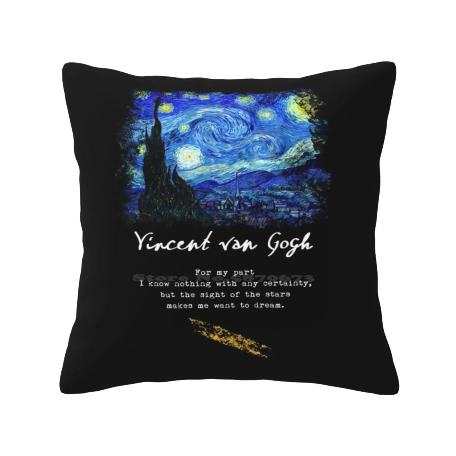 

Винсент Ван Гог «Звездная ночь», поэма/цитата, подпись. Подушки для спальни, украшение для дома, Ван Гог, Винсент, голландский