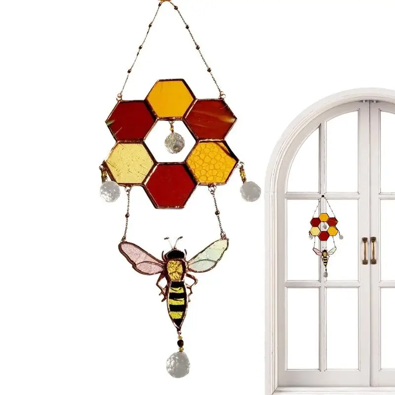 

Пчелиные соты, солнцезащитные очки, акриловые пчелиные соты, витражные окна, подвески, Ловец Солнца, орнамент, дневной знак пчелы, дверная вешалка