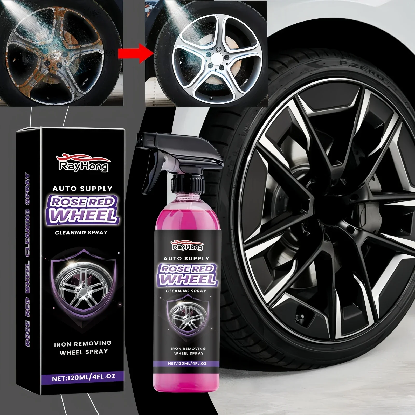 Tire Cleaner Spray 120ml Car Wheel Cleaner For Tires Long-Lasting Wheel Care Products Rim Cleaner Spray For Vehicles Trucks RVs