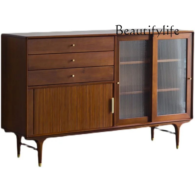 

Nordic Solid Wood Dining Edge Mid-Ancient Living Room Sofa Storage Record Cabinet Wall Simple Storage Cabinet Retro