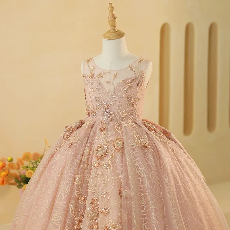 

Real Picture Saudi Arabic Princess Flower GIrl Dresses O- Neck Corset Ball Gown Kids Baby Birthddy Party Gown Pageant Prom Wear