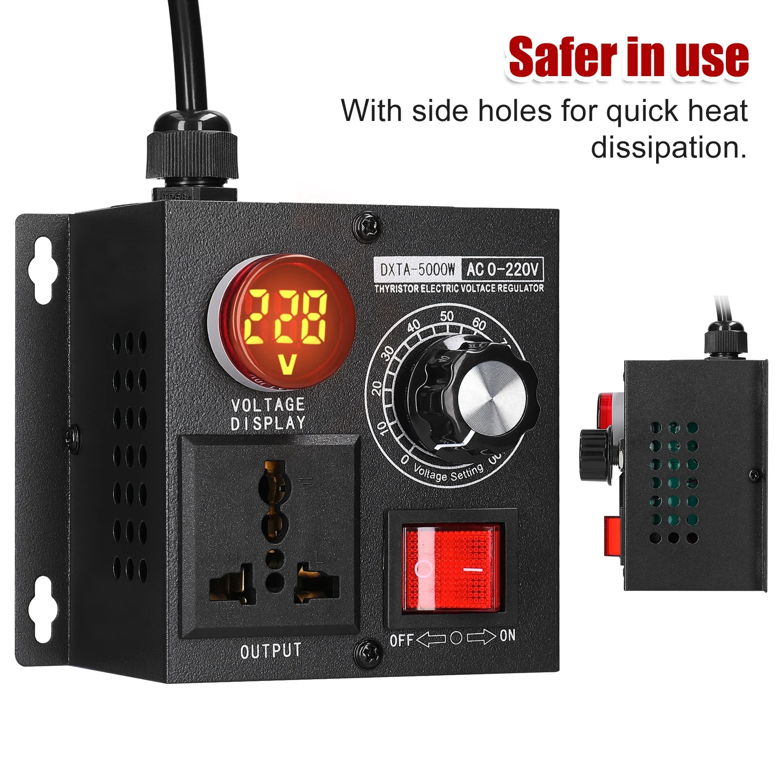 휴대용 가변 단상 전압 조절기, 무단 전압 조절기, 온도 속도 조명 조절기, AC220V, 5000W