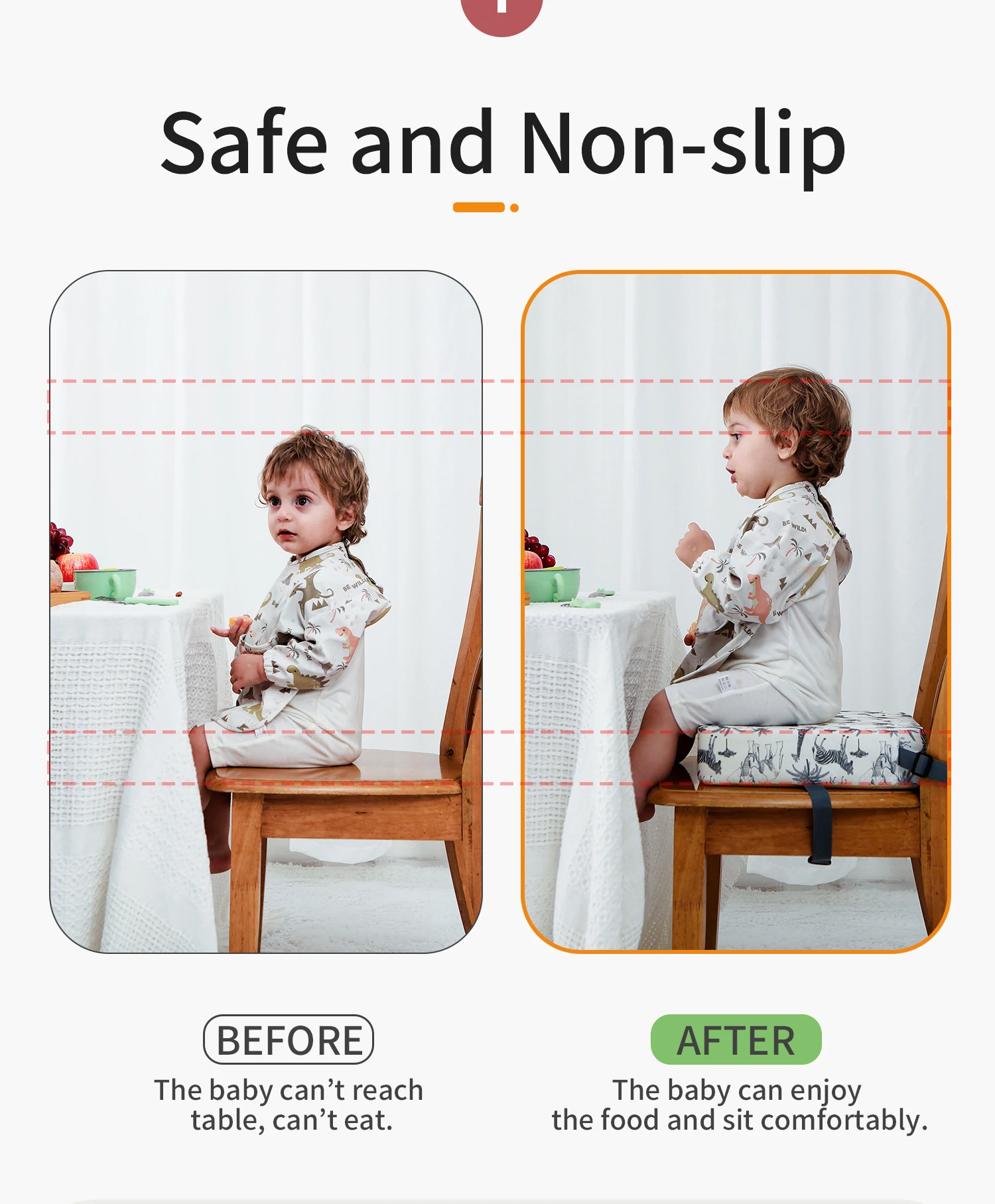 Description Picture 5 of itemINSULAR Children Increased Chair Pad Baby Booster Seat Portable Kids Dining Heighten Cushion Pram Chair Removable Adjustable