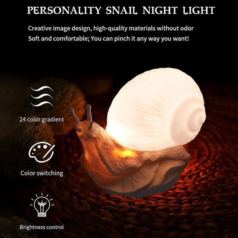 

Snail Night Light 24 Color-Changing Light up Slug for Classroom Plug in Cute Animal Light Dimmable Ambient Light for Party Room