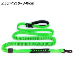 Hands-Free Retractable Dog Leash with Dual Handle and Reflective Bungee (Green B)