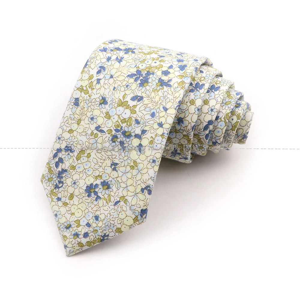 Men's Casual Chic Floral Neck Tie Mustard Yellow Cotton Elegant Tie Wedding Party Suit Collar Flower Necktie Gravata Accessories