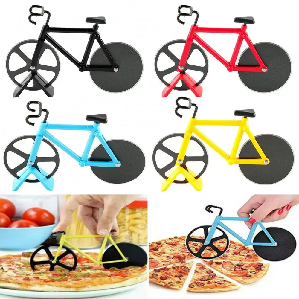 

Bicycle Pizza Cutter Wheel Stainless Steel Bike Pizza Knife Slicer Non-stick Dual Cutting Wheels Pizza Cutter Kitchen Gadgets