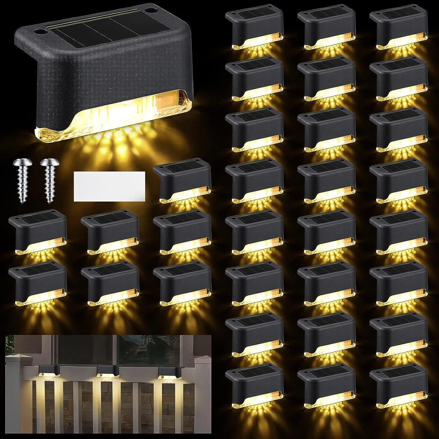 Solar Light 4-32 Pack LED Solar Step Lamp Path Stair Outdoor Garden Lights Waterproof Balcony Light Decoration For Patio Stair Fence