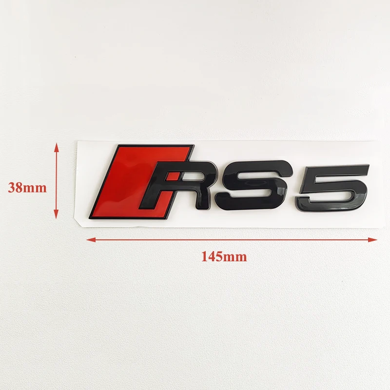 3D ABS 크롬 블랙 자동차 스티커 아우디 RS3 RS4 RS5 RS6 RS7 RS8 엠블럼 RS 3 4 5 6 7 8 레터링 배지 액세서리 (후면 트렁크 로고)