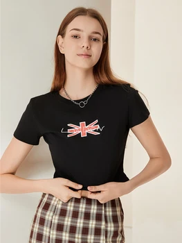 Women's Crop Tops Fit Round Neck Short Sleeve Letter Print Short T-Shirt Graphic Tops for Summer 5