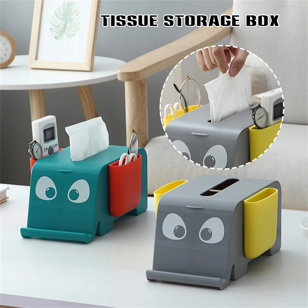 Plastic Phone Holder Multifunctional Remote Control And Tissue Organizer Elephant Shape Pvc+hips Phone Holder Napkin Storage