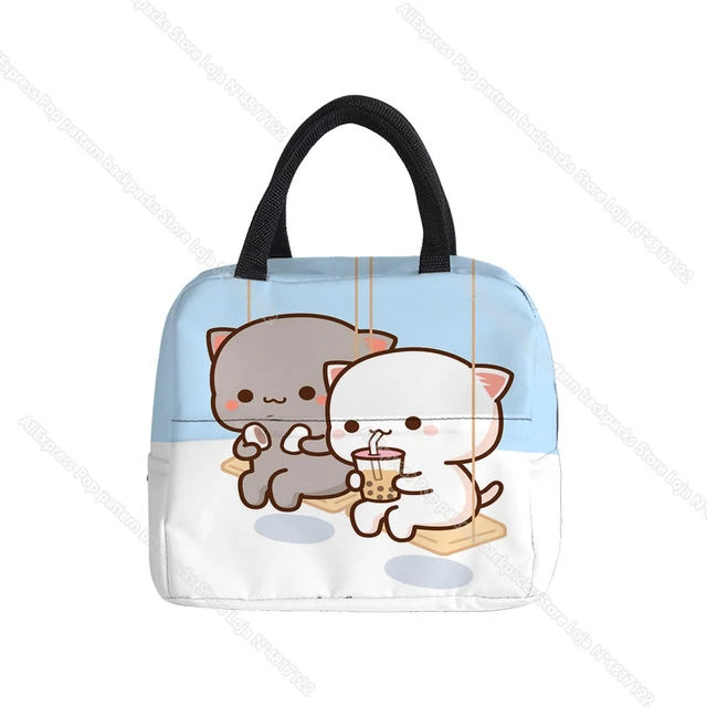 Couple Mochi Cat Peach And Goma Thermal Insulated Lunch Bags Women Lunch  Container For Kids School Children Storage Food Box