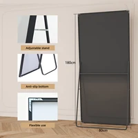 Anajqaqia Большое напольное зеркало HD для всего тела 180 × 80 см, настенное зеркало с подставкой, черным металлическим каркасом и закаленным стеклом — изображение 4