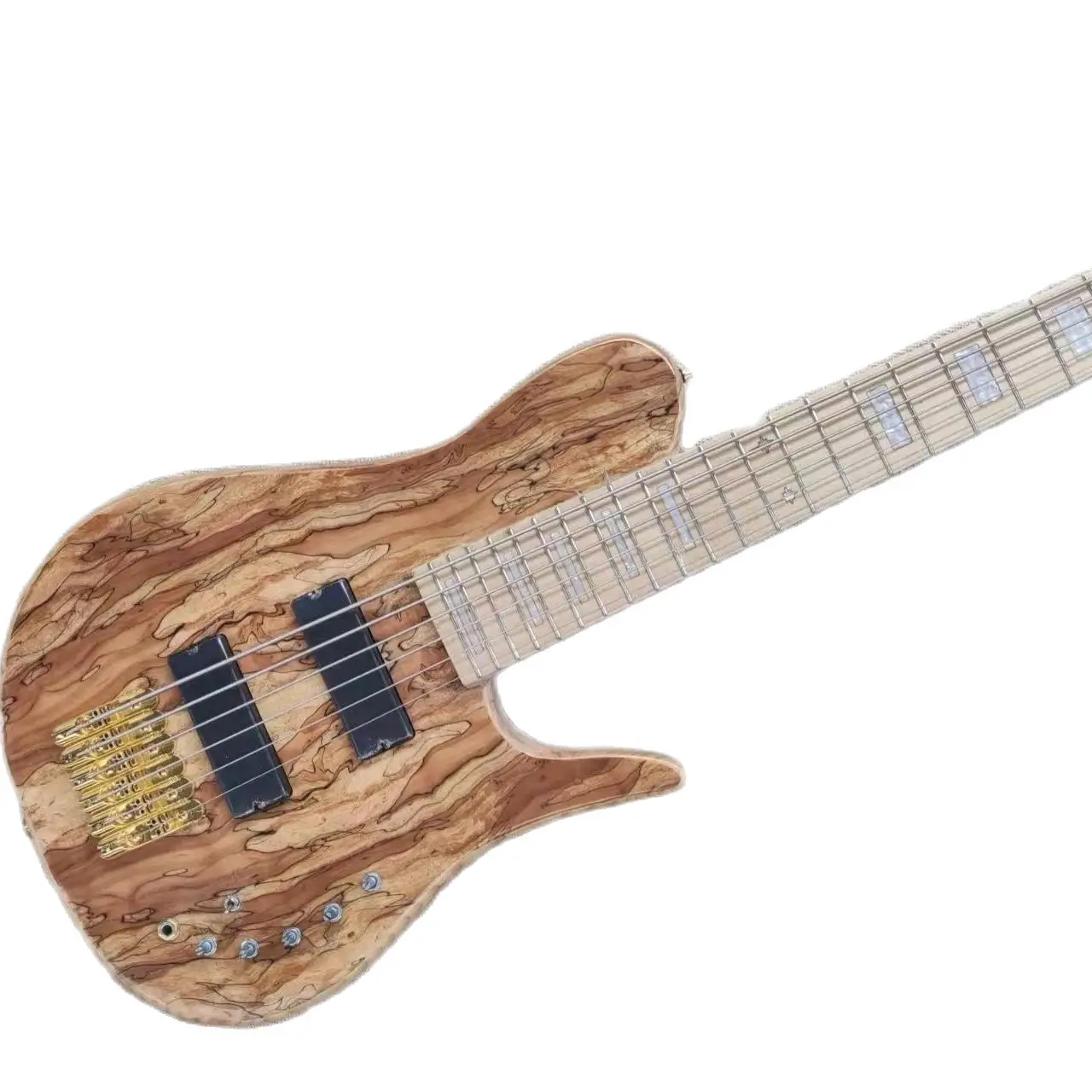 

Natural Wood Burl one Piece Neck Through ash body Fodera Butterfly 5 Strings Electric Bass Guitar Active pickups stock