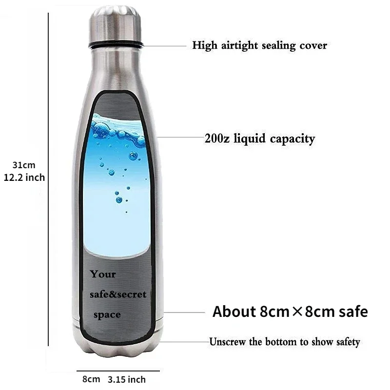 휴대용 전환 물병  은닉 알약 정리함, 돈 보너스 열쇠 고리 상자, 안전한 은신처 가능, 750ml