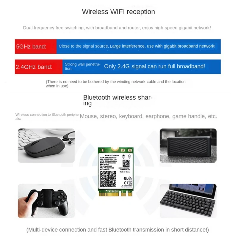 8260 8260NGW WiFi Card+2XAntenna 2.4G/5Ghz 867M Bluetooth 4.2 NGFF M.2 WiFi Wireless Card Module for Intel AC 8260 wifi card module