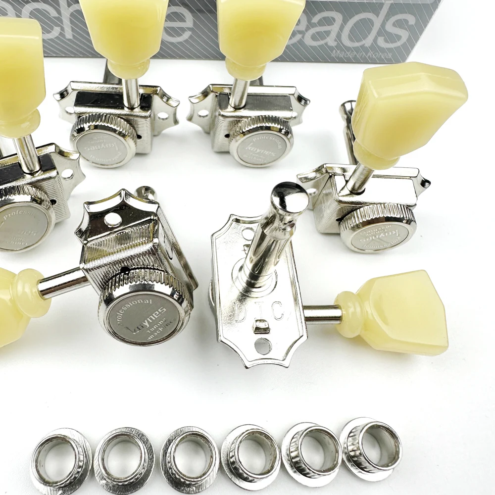 Vintage Deluxe Locking Electric Guitar Machine Heads Tuners For LP SG Guitar Lock String Tuning Pegs Nickel 1 Set 3R3L