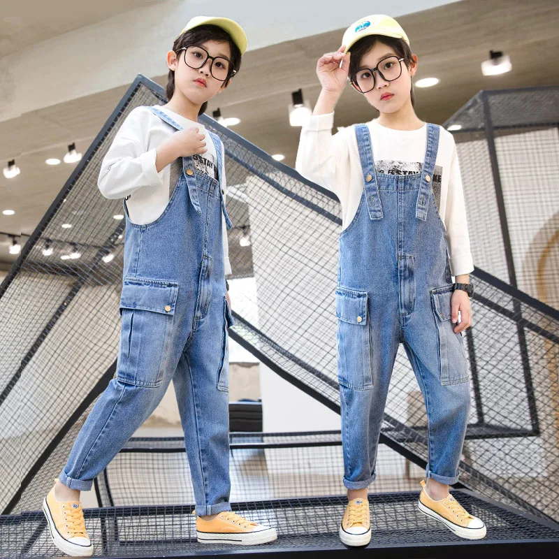 Boys Jeans Teens Overalls Rompers School Denim Jumpsuit Pants Overalls For Big Boys 6-14 Years