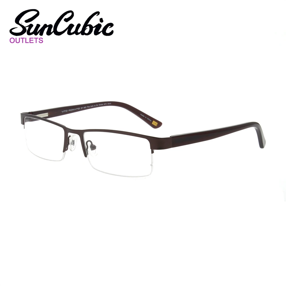 

VR1006 Eyeglasses Rectangle Lens Classic Metal glasses Men Natural Half Rim Optical Frame Clear Lens Myopia Available Eyewear