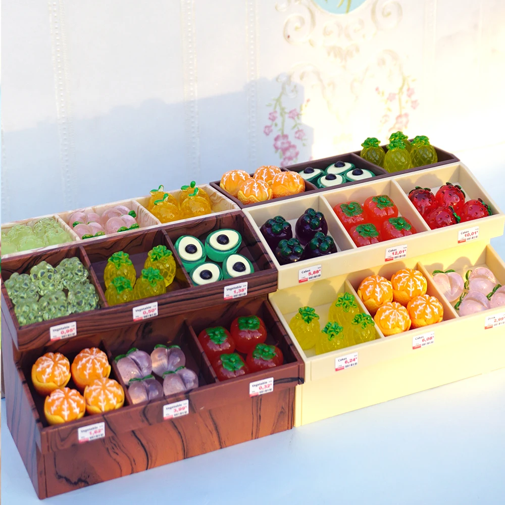 1/12 Dollhouse Supermarket Display Shelf Model Doll House Fruit Dessert Vegetable Rack Toy Miniature Furniture Decoration Gift 5