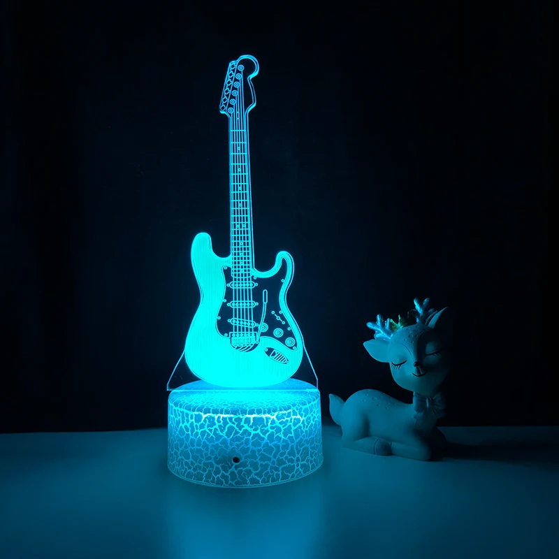 

Musical Instrument Night Light Led 7 Colors Changing Bedroom Decor Light Guitar Gift for Kids Birthday Table Usb 3D Lamp