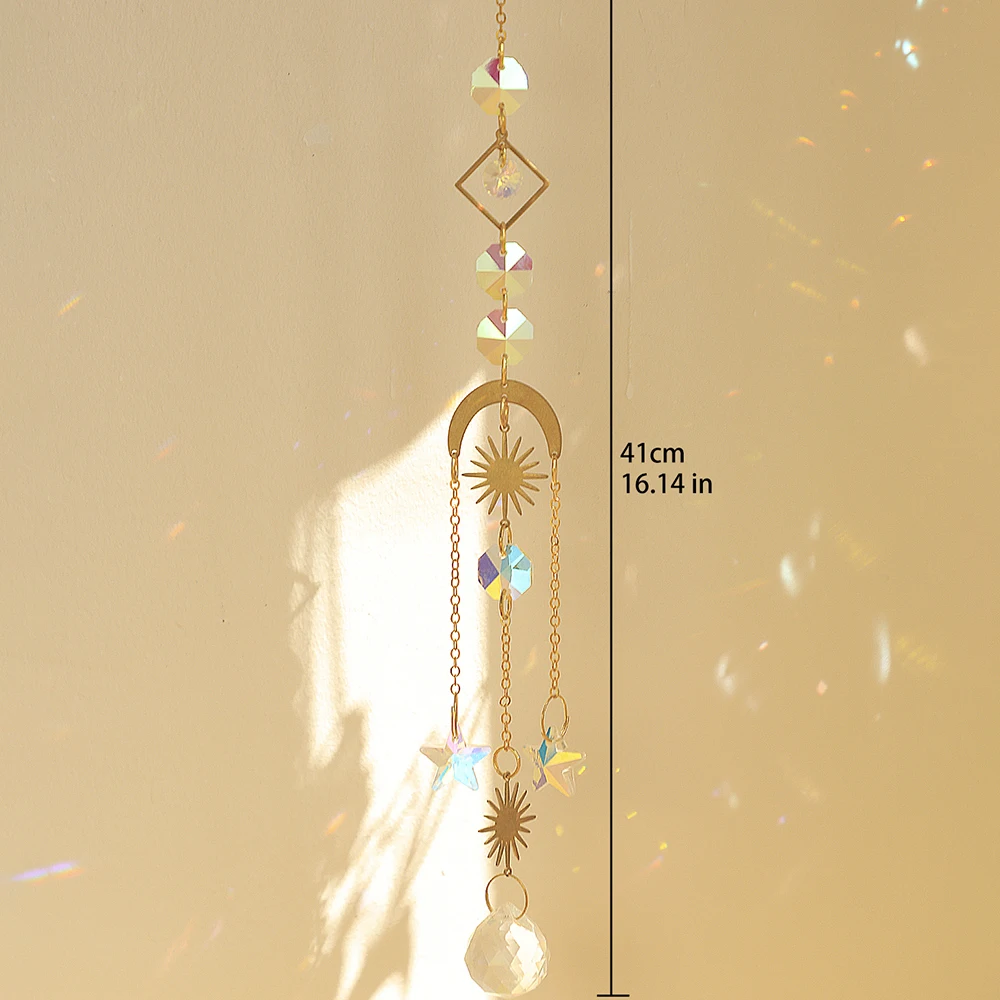 Crystal Suncatcher Butterfly Moth Moon Prism Crystal Hanging Light Catcher Rainbow Maker Outdoor Decor Fairy Garden Decoration sun catcher sun catchers