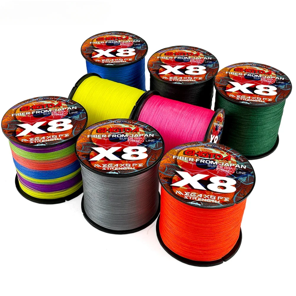 GHOTDA 300M 500M 8 Strands Braided Fishing Line Orange Super Strong Sea Weave Multifilament Lure Lines PE 18-78LB 0.14mm-0.5mm 4