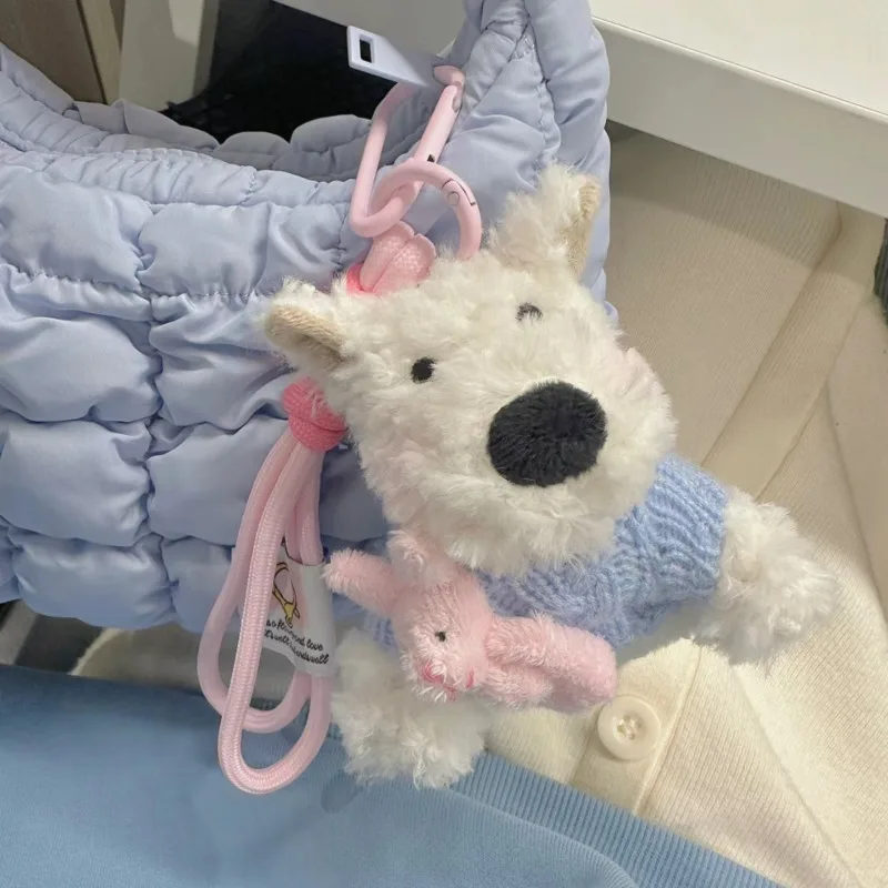 

Cute White Puppy Plush Keychain Cartoon Small Dog Doll Decoration For Bag Pendant Creative Furry Puppy Stuffed Keyrings For Gift
