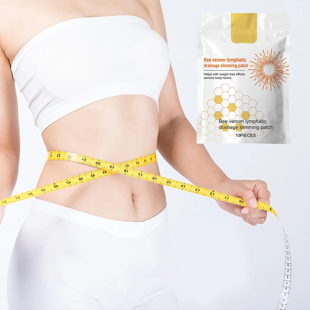10Pcs/Bag Bee Venom Patches Relieve Stress Lymphatic Drainage Slimming Patch Weight Loss Belly Slimming Patch for Women Men