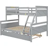 Solid Wood Double Bed Frame with Guardrail and Ladder 6