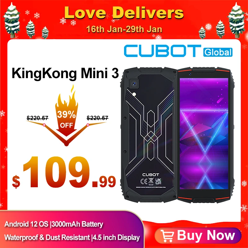 Cubot Kingkong Mini 3 Rugged Phone 4.5" Display Android 12 Octa-core ...
