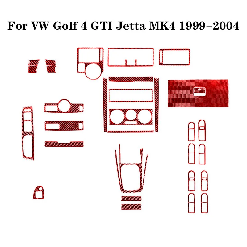 

For Volkswagen Golf 4 GTI Jetta MK4 1999 2000 2001 2002 2003 2004 Carbon Fiber Red Sticker Car Interior Decorative Accessories