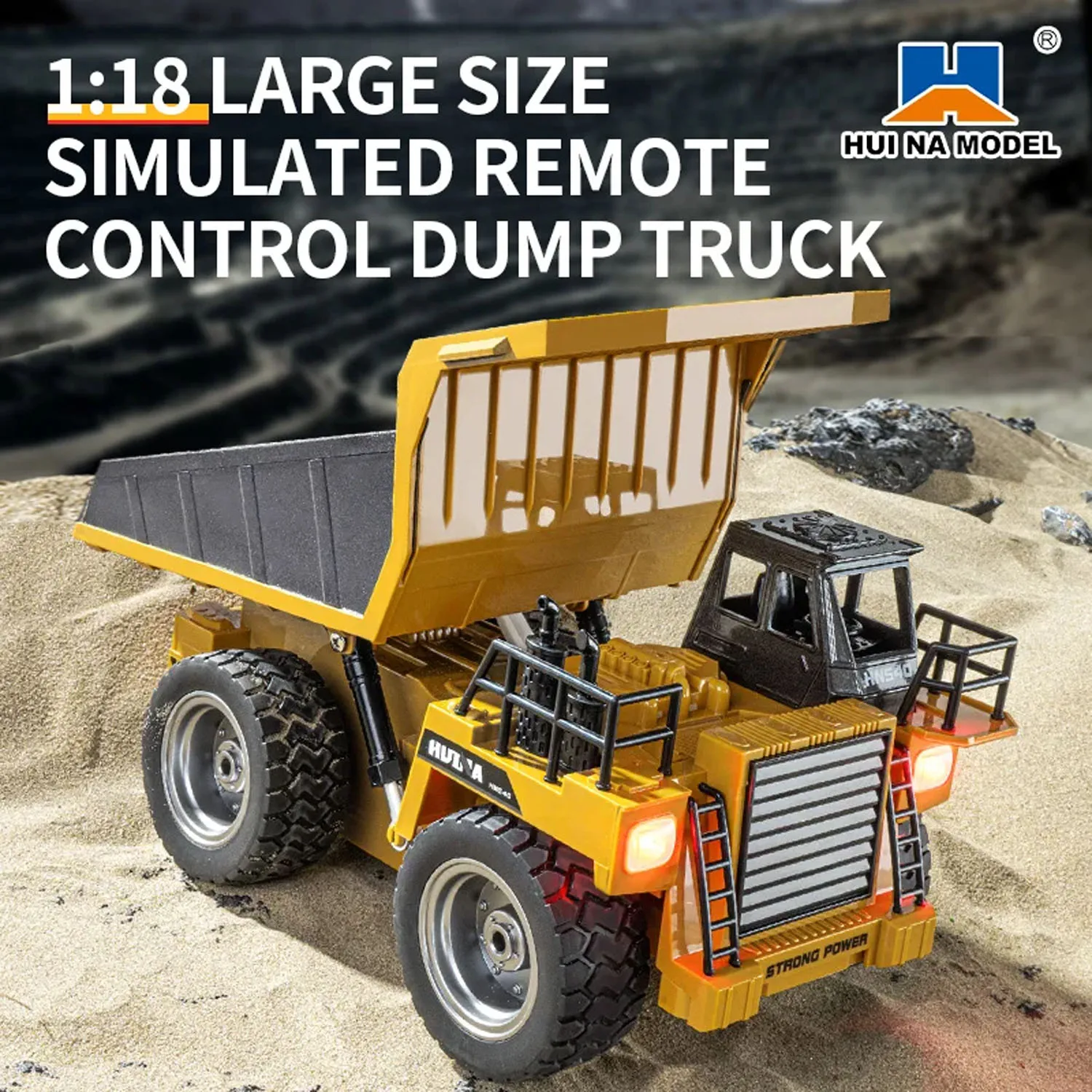HUINA 1/18 스케일 1533 조립식 덤프트럭 RC 무선 조종 팁퍼 차량 2.4G 광산용 자동차 야외 모델 장난감