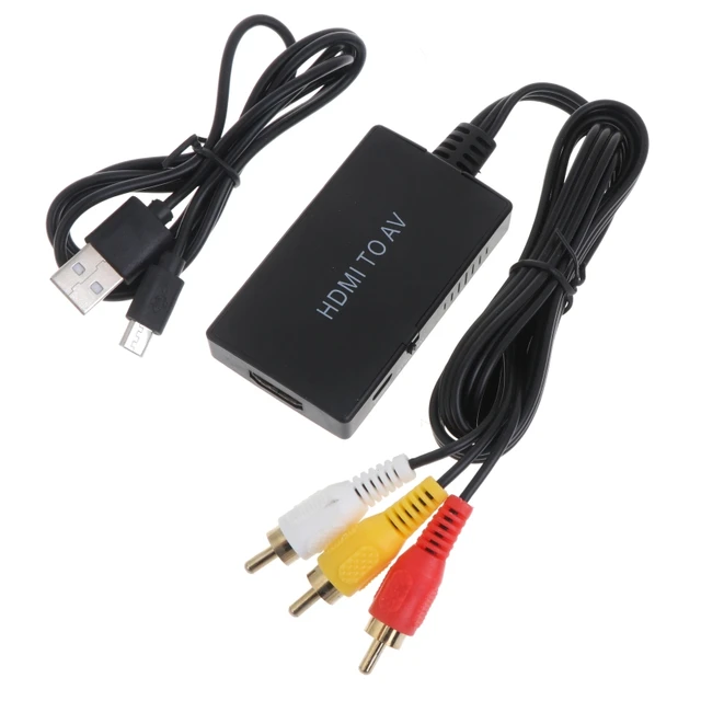 Conversor HDMI a RCA HDMI2AV C/ POWER HDMI A AV 3RCA - KONEXT