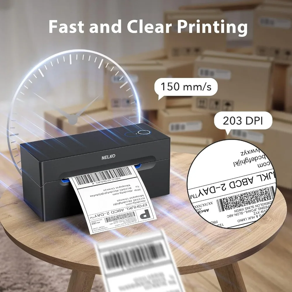 Bluetooth Thermal Shipping Label Printer, Wireless 4x6 Shipping Label Printer for Packages, Support Android,