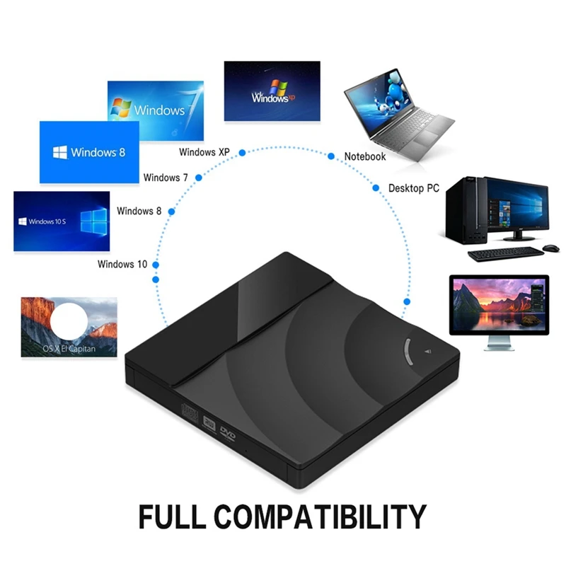 External CD Drive Portable Type-C USB 3.0 CD/DVD RW Drive Player External Optical Drive Burner For PC Laptop With Touch Key